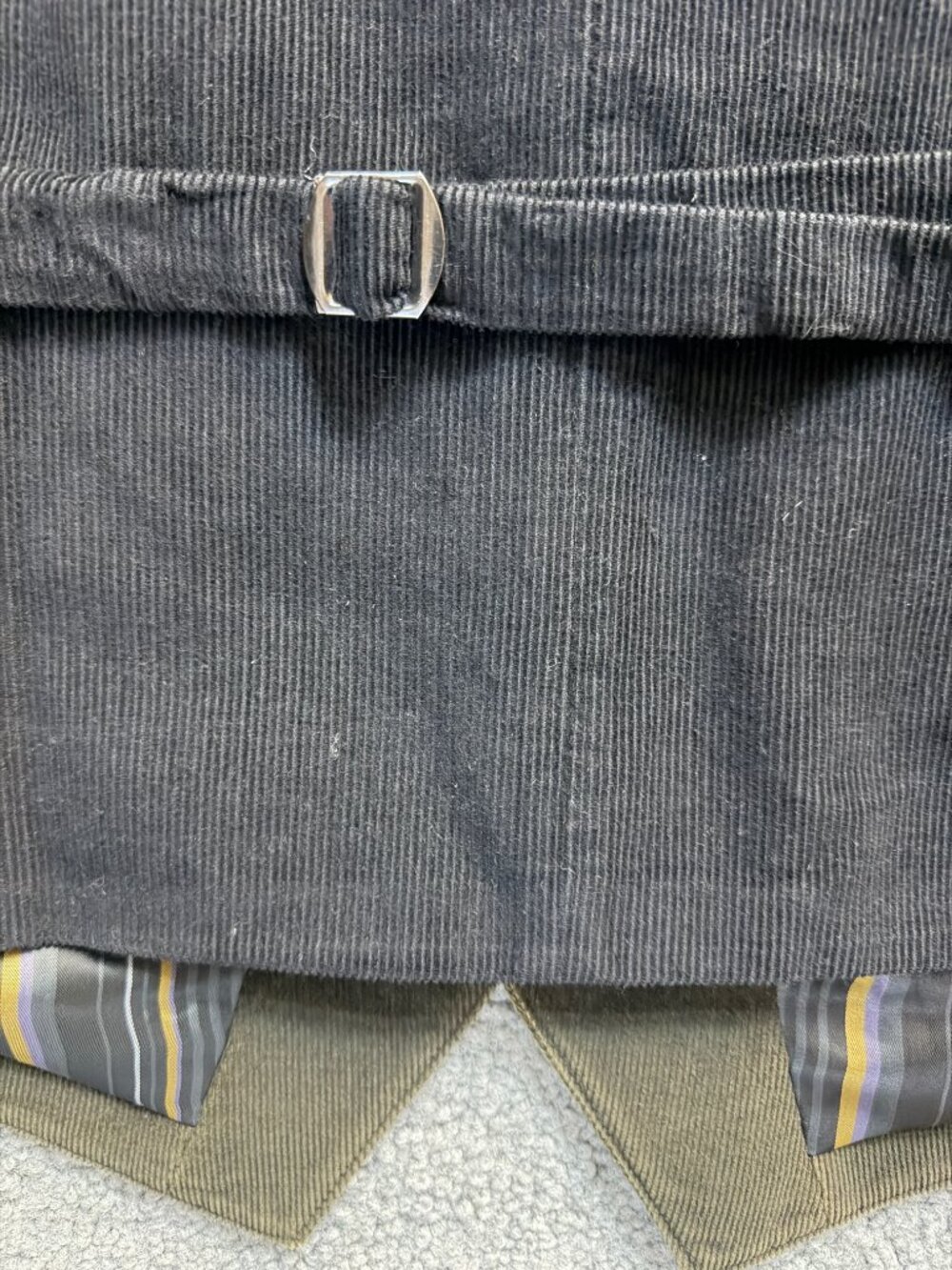 Kroon Olive Green Corduroy Waistcoat Vest Stripe Satin Lining Men's Size - Picture 6 of 16